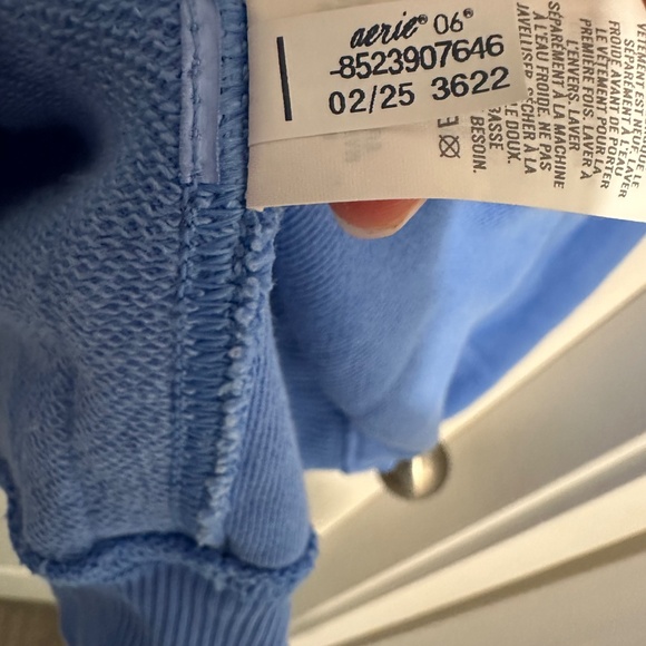 Aerie | Women’s Keep It Light Crochet Sweatshirt  Blue Womens Size S Oversized f - Picture 14 of 15